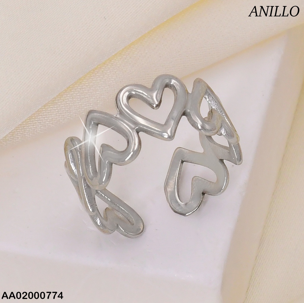 ANILLO  PLAT. CORAZONES INVERTIDOS RA141-131