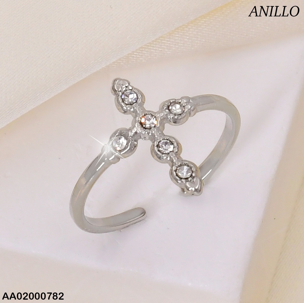 ANILLO AJUSTABLE PLAT.  CRUZ / ZIRC RA157-131