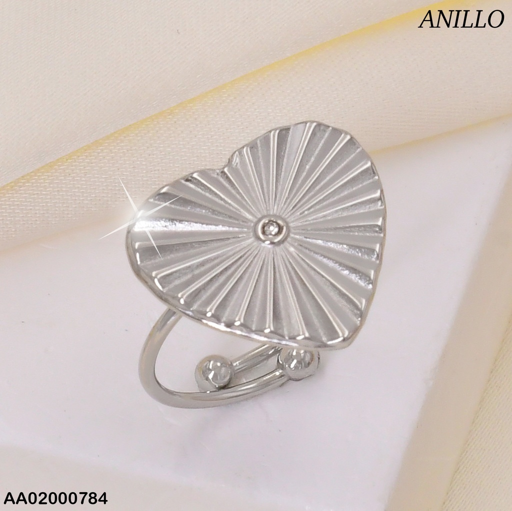 ANILLO PLAT. CORAZON RAYADO / ZIRC. CENTRO RA031-131