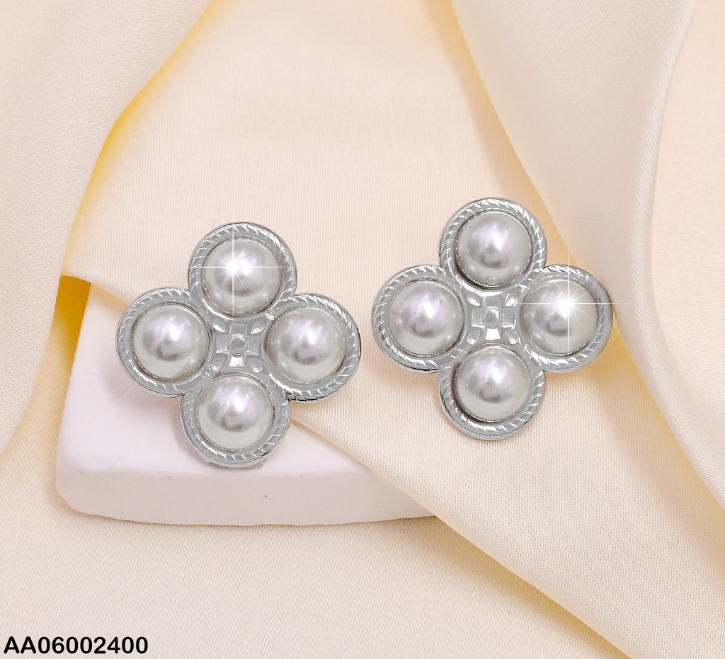 ARETES PLATEADOS 4 MEDIA PERLAS EA244-131