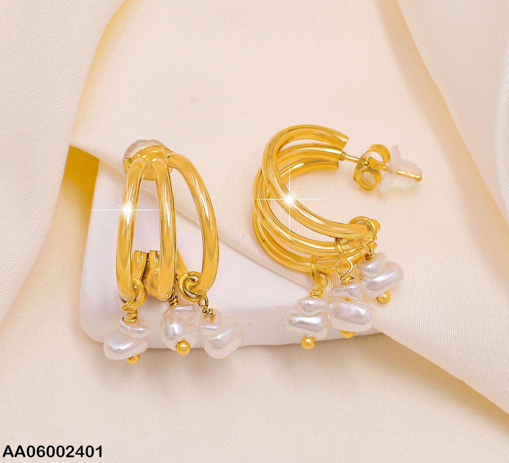 ARETES"C"TRIPLE C/PERLITAS CULT.COLGANTES EA249-131