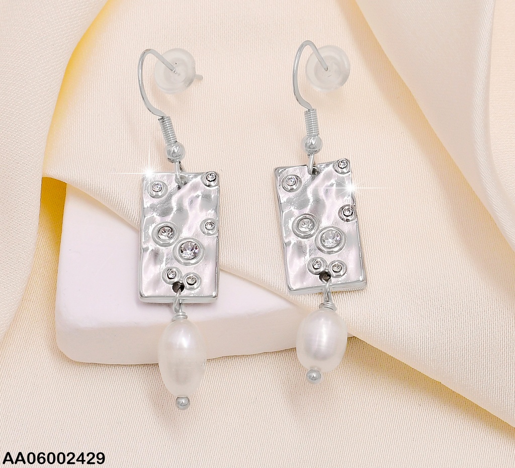 ARETES PLAT. RECT.VERTICAL C/ZIRC.-PERLA CULT.EA316-131