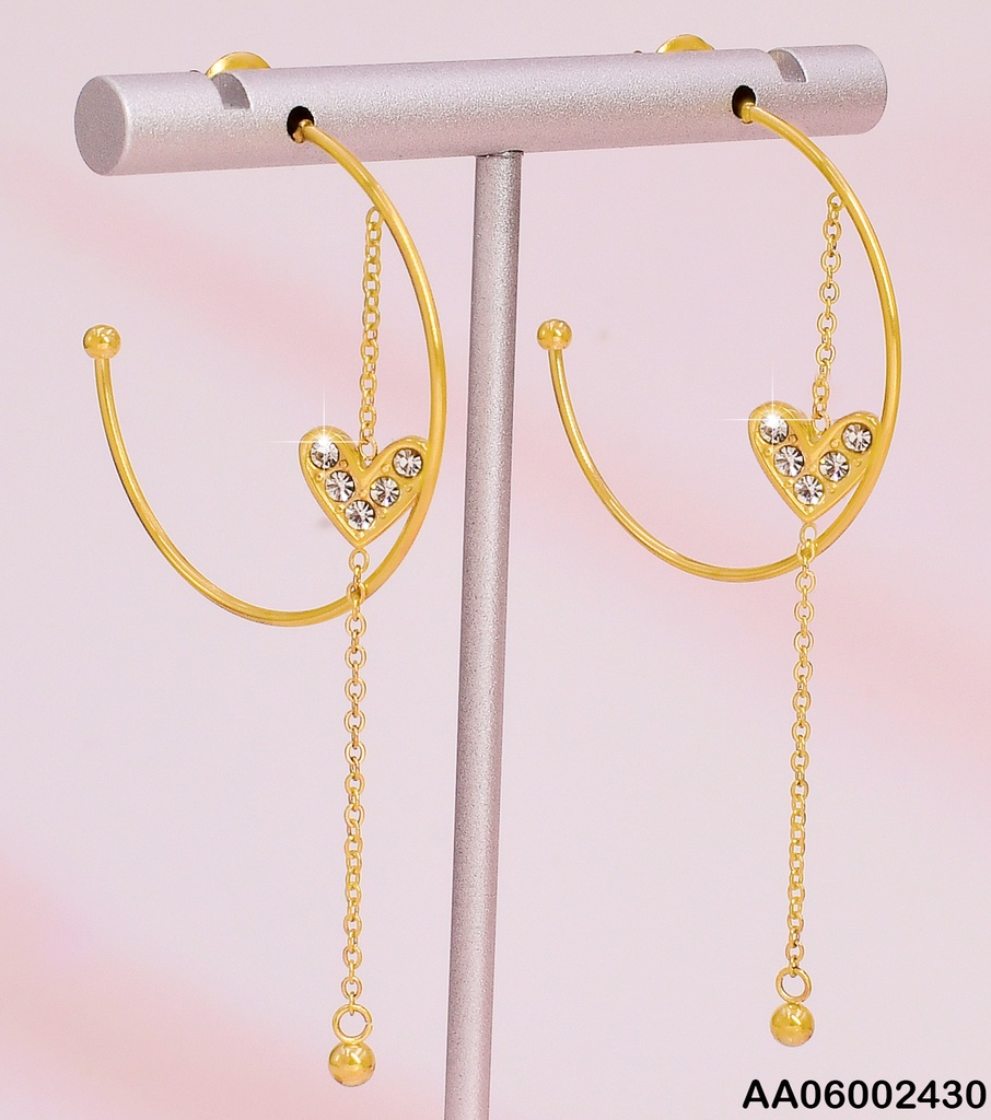 ARETE DOR ¨C¨ CADENITA COLGANTE/ CORAZON ZIRC. EA317-131