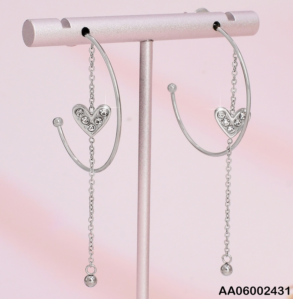 ARETE PLAT. ¨C¨ CADENITA COLGANTE/ CORAZON ZIRC.EA318-131