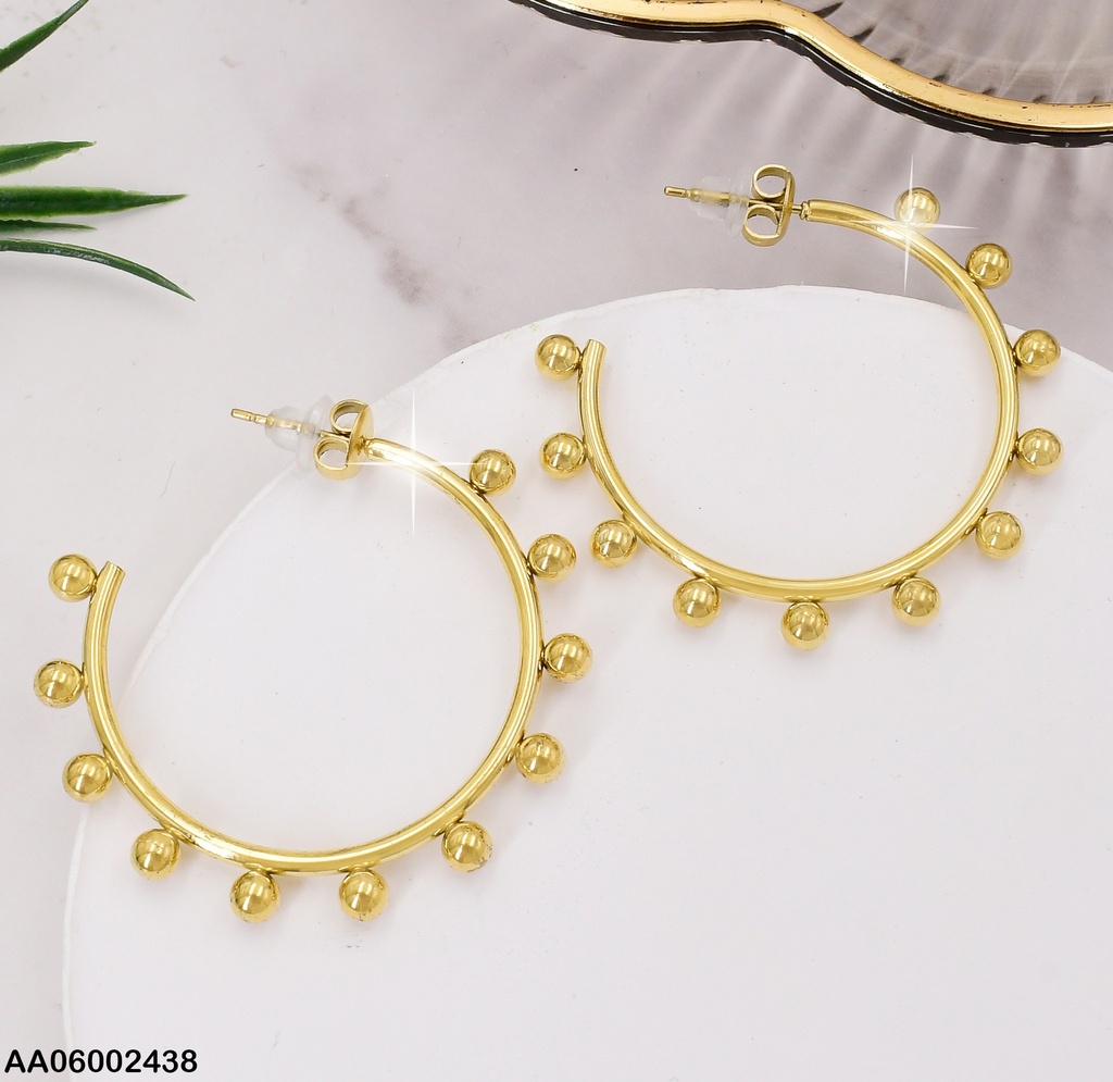 ARETES DOR. ¨C¨ PELOTITAS ALREDEDOR EA345-131