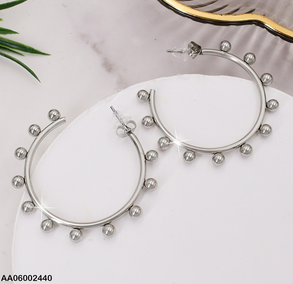ARETES PLAT. ¨C¨ PELOTITAS ALREDEDOR EA346-131