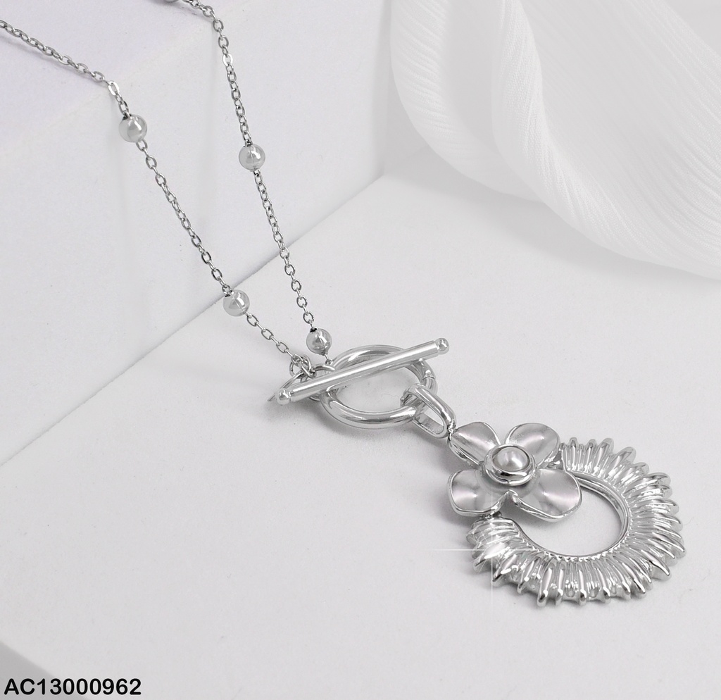 CADENA PLAT. CIERRE TIFFANY,DIJE GUIRNALDA C/FLOR CA218-131