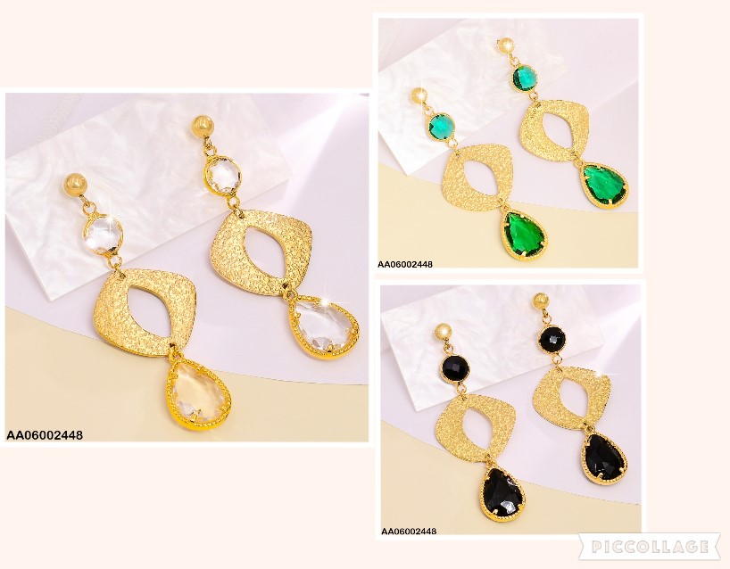 ARETES DOR. ZIRC CIRCULAR/ ROMBO /ZIRC OVALO COL SURT. EA389-131