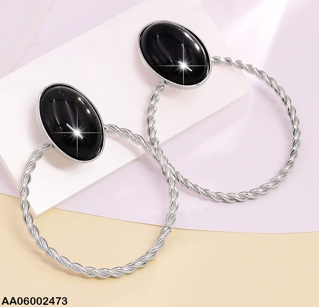 ARETE PLAT. PERLA NEGRA OVALO  / CIRCULO TORN. EA422-131