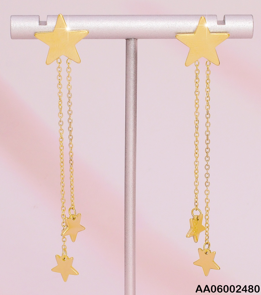 ARETES DOR. ESTRELLA / CADENA 2 ESTRELLAS COLGANTES EA441-131