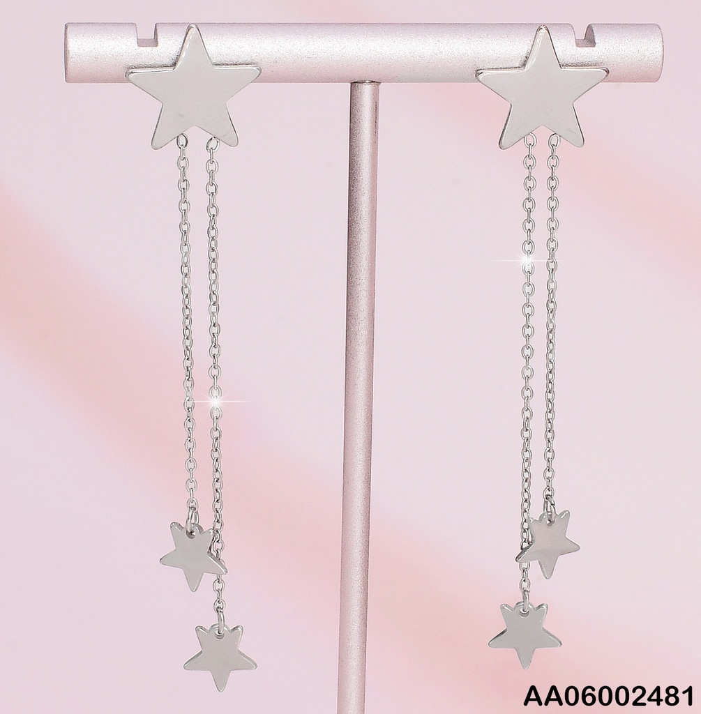 ARETES PLAT. ESTRELLA / CADENA 2 ESTRELLAS COLGANTES EA442-131