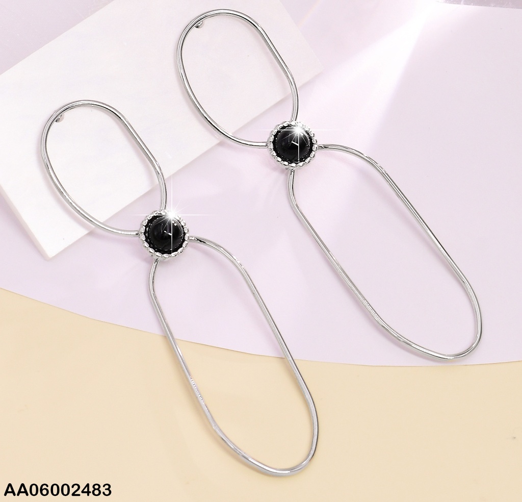 ARETE PLAT ¨0¨/ MEDIA PERLA NEGRA / OVALO  EA444-131