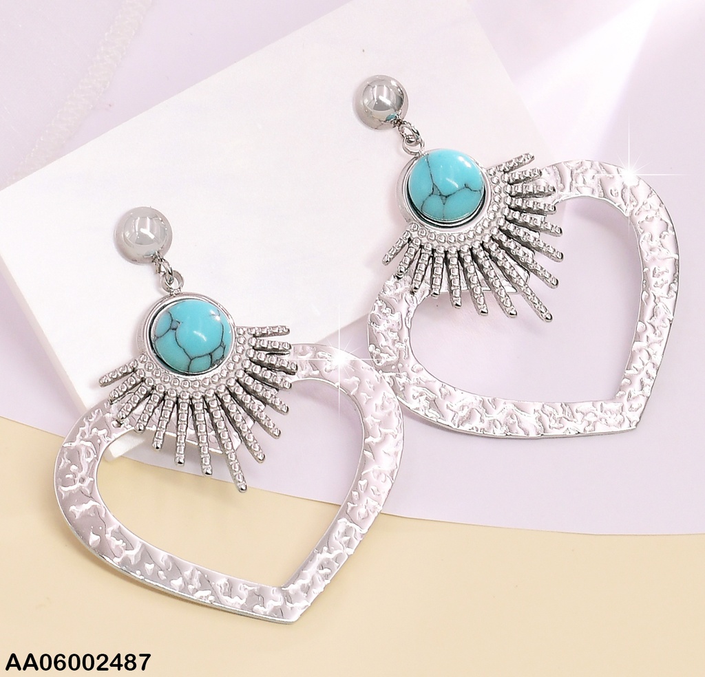 ARETE PLAT PERLA CELESTE  /LINEAS DESC/ CORAZON EA456-131