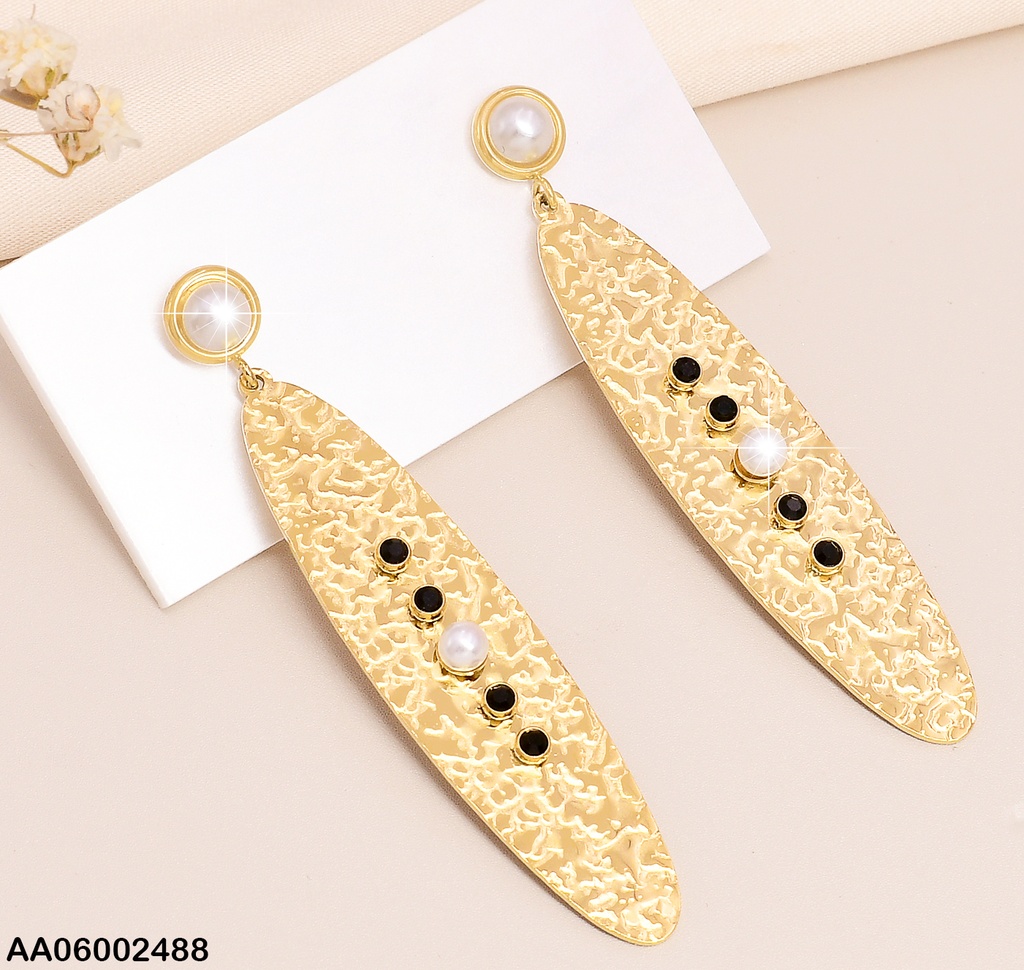 ARETE DOR PERLA/ OVALO COLGANTE 5 ZIR CENTRO EA459-131