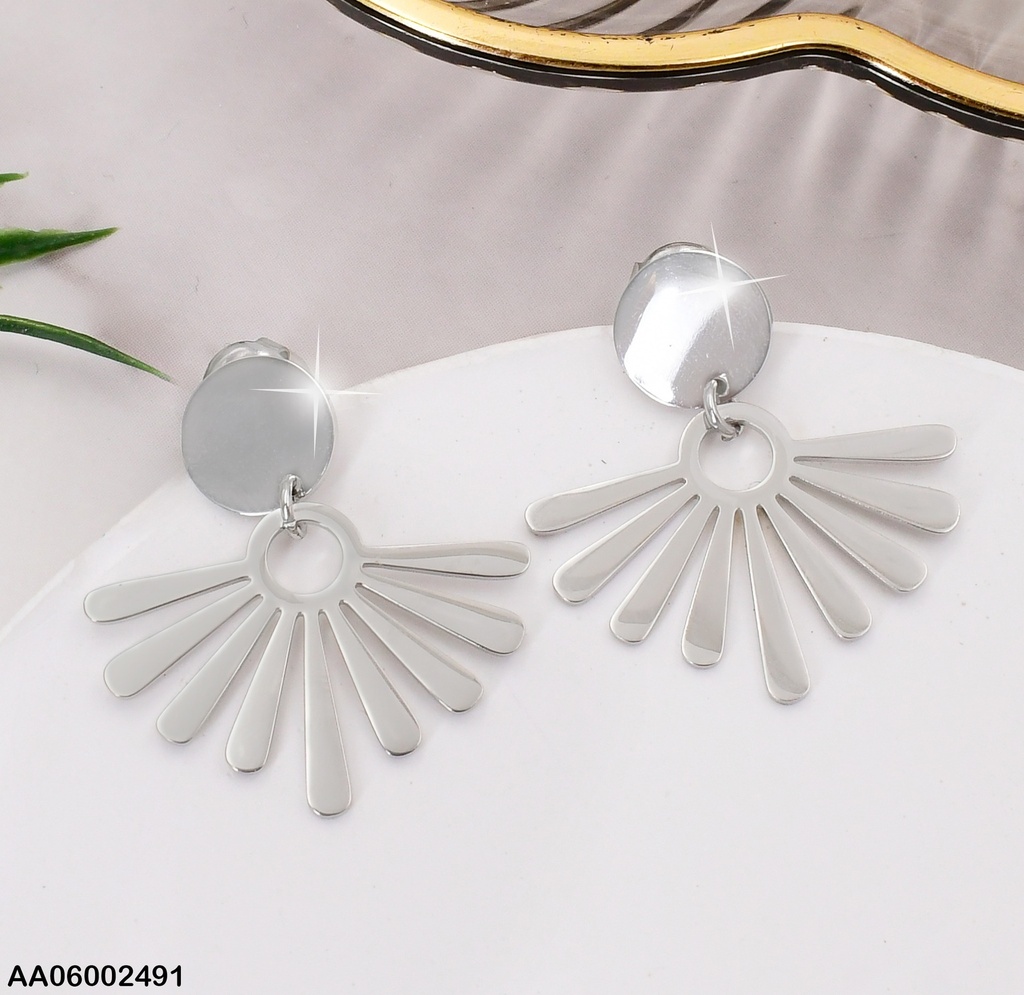 ARETES PLAT. CIR./ABANICO COLGANTE  EA464-131