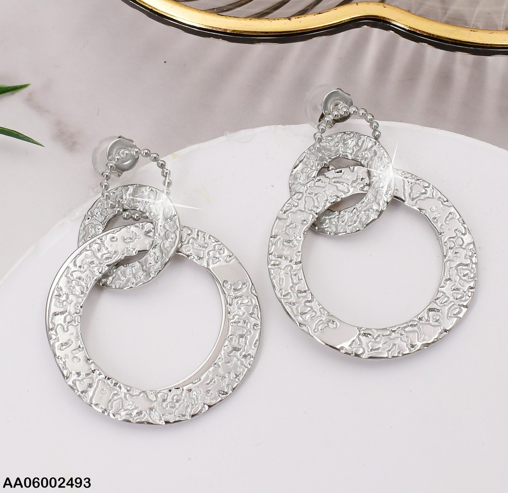 ARETES PLAT.  3 CIRCULOS TORN/CORRUGADO/LISO EA466-131
