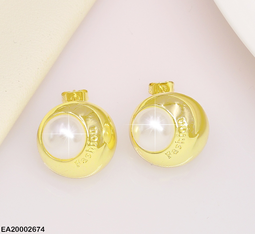 ARETES OVALADO DORADO C/MEDIA PERLA CENTRO EE327-120