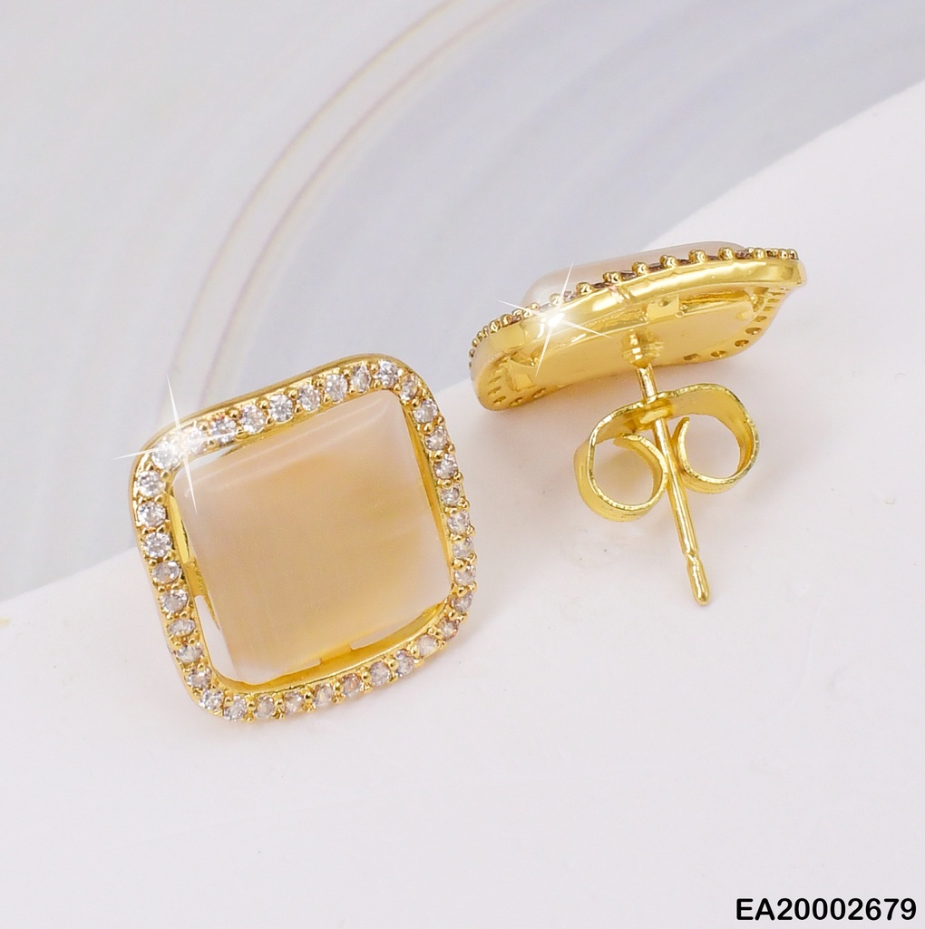 ARETES CUADRO BEIGE BORDE ZIRC.EE394-10
