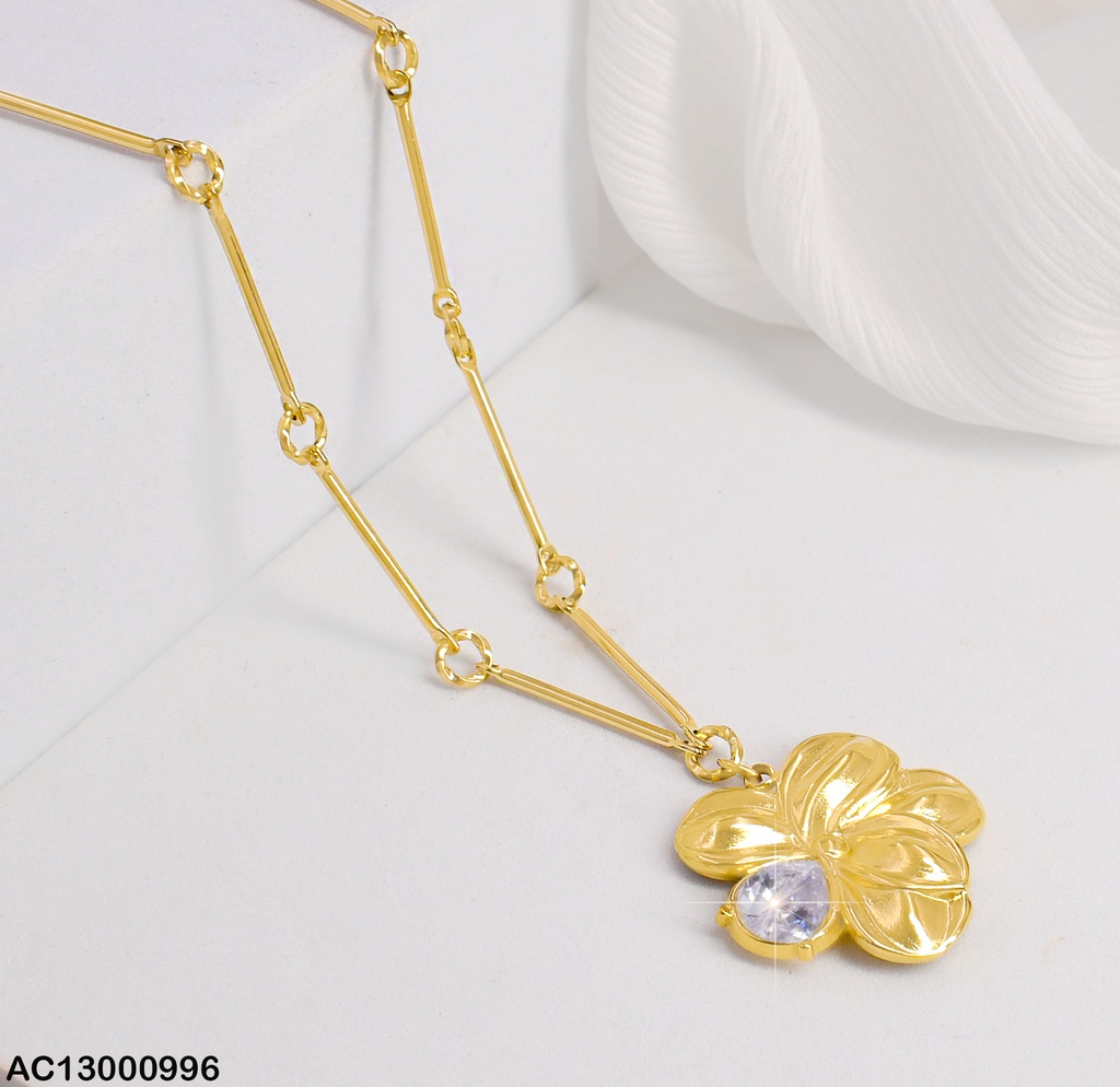 CADENA O-O FLOR 1 PETALO ZIRC.GOTA CA293-131