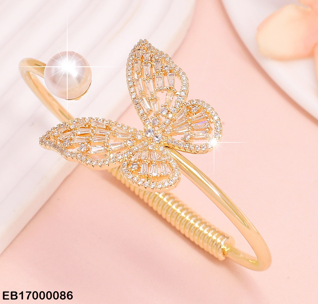 BRAZALETE DORADO MARIPOSA & PERLA CENTRO BE087-9