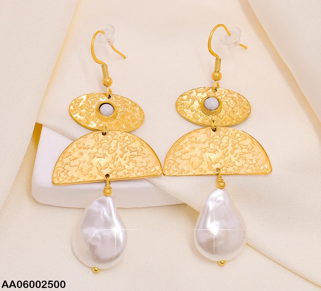 ARETES OVALO HORIZ/MEDIA LUNA/PERLA CULT.EA538-131
