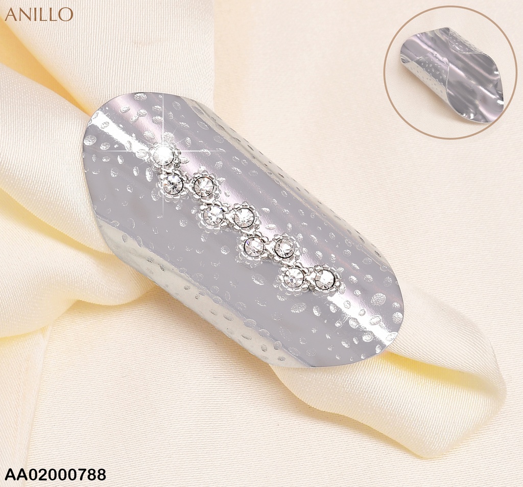 ANILLO PLAT. AJUST.CILINDRICO C/9 ZIRCONIAS RA037-131