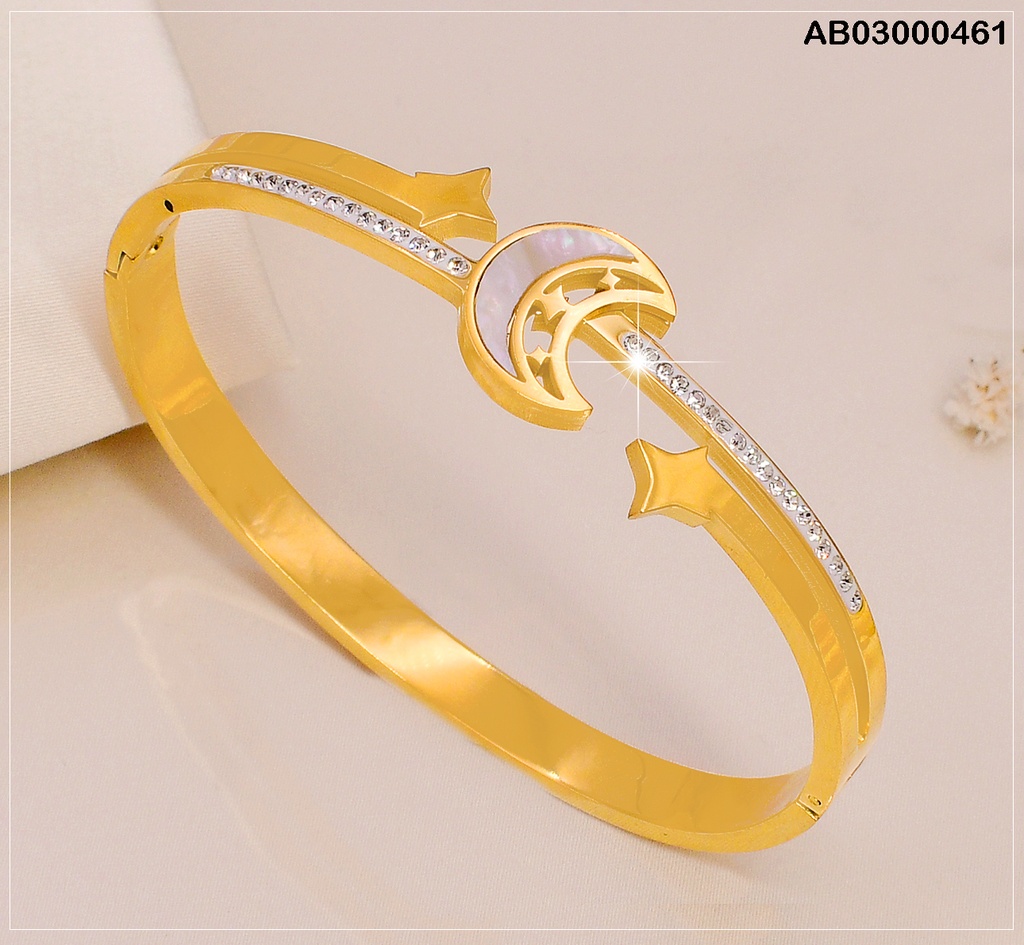 BRAZALETE  DOR. /  LUNA/ESTRELLAS/ZIRC. VD080468-188