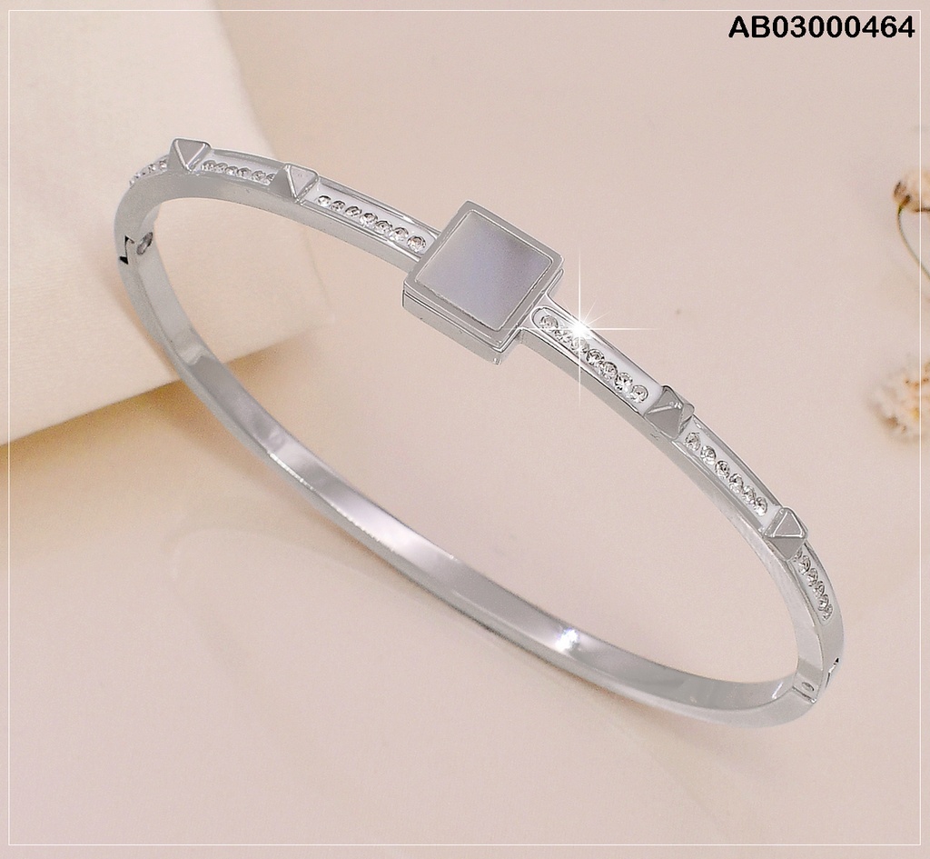 BRAZALETE  PLAT. CUADRO NACAR/ 4 PIRAMIDES/ZIRC VD080473-188