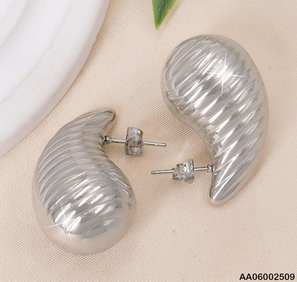 ARETES GOTA PLAT.(TDC) GOTAS GRAB.LINEAS HORIZ.EA614-1