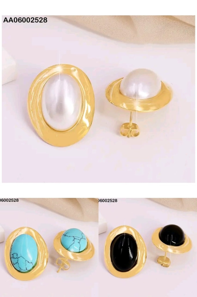ARETES OVALOS COL SURTIDOS BORDES DOR.EA411-131