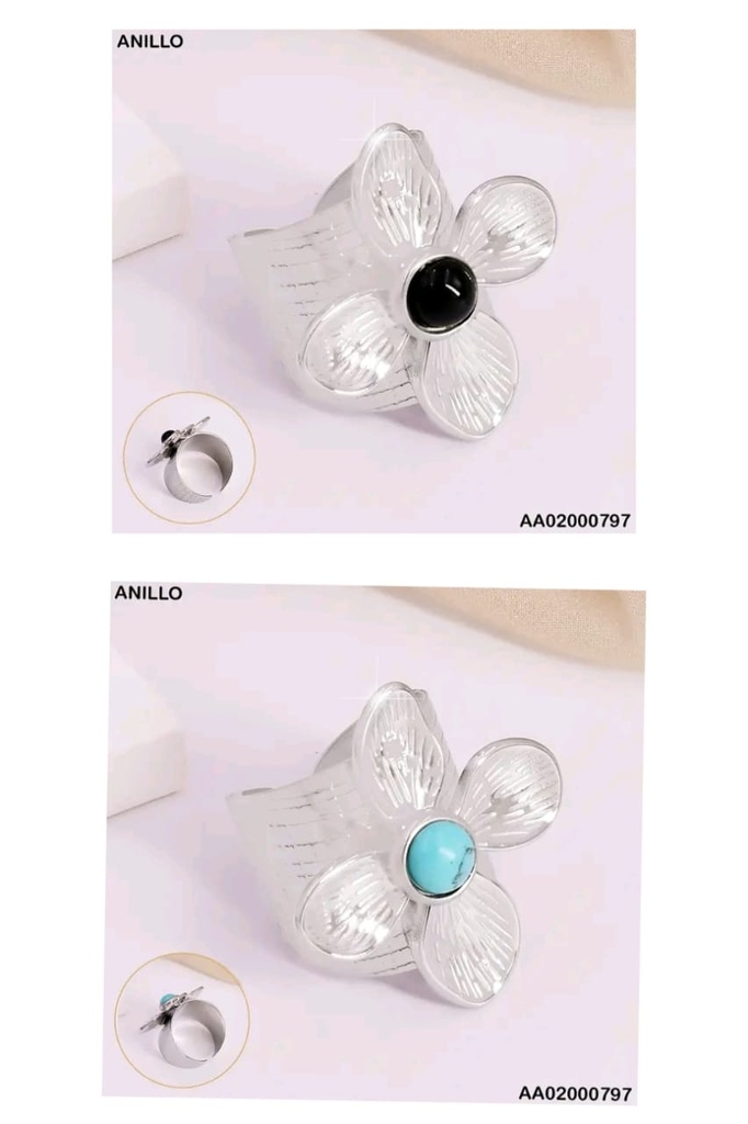 ANILLO PLAT. FLOR 4 PETALOS CENTRO SURT.RA151-131