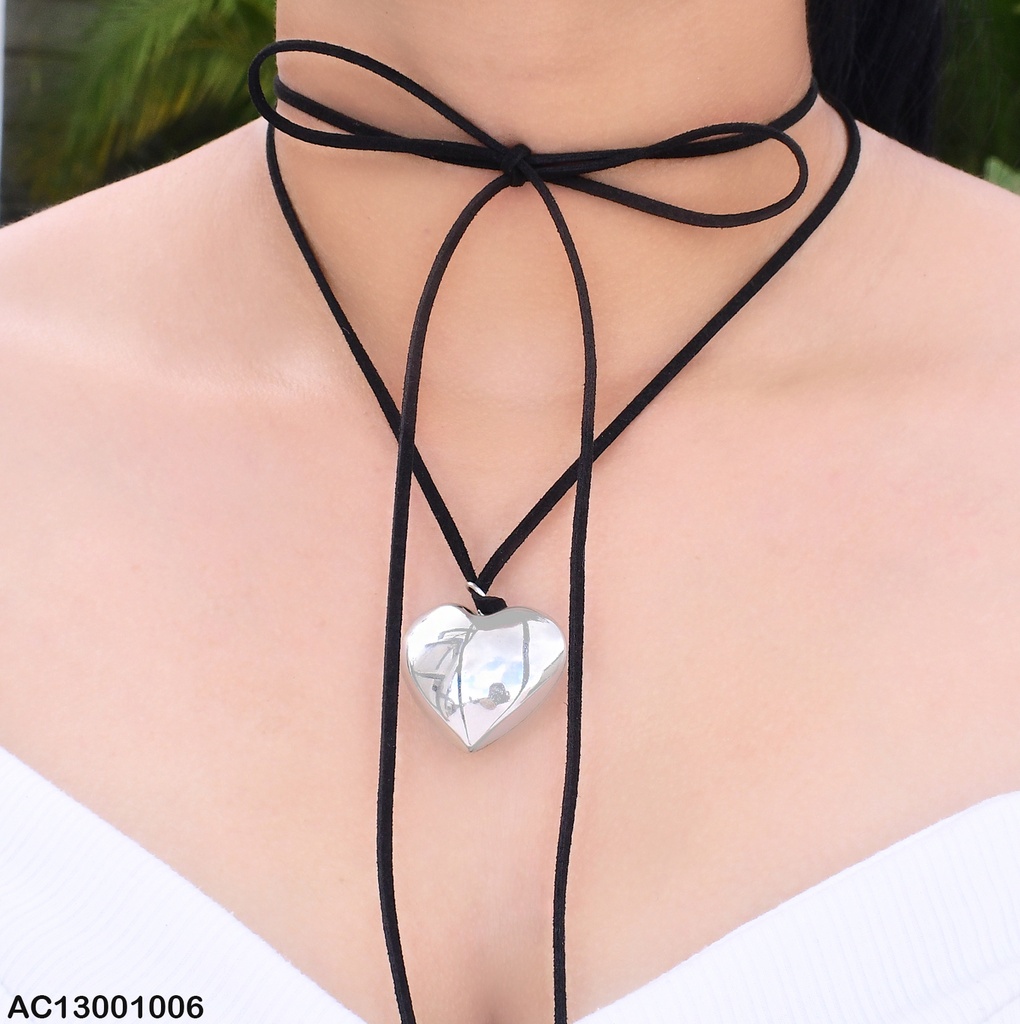 CADENA ESTILO CHOKER / CORAZON PLAT. INFLADO  MOD.CA327-5