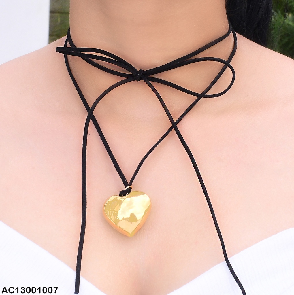 CADENA ESTILO CHOKER / CORAZON DOR. INFLADO  MOD. CA328-5
