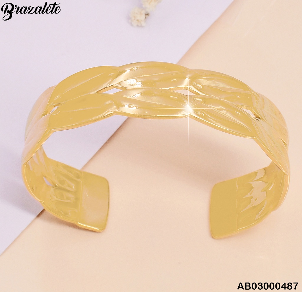 BRAZALETE DOR.DOBLE LINEA HOJAS BA147-131