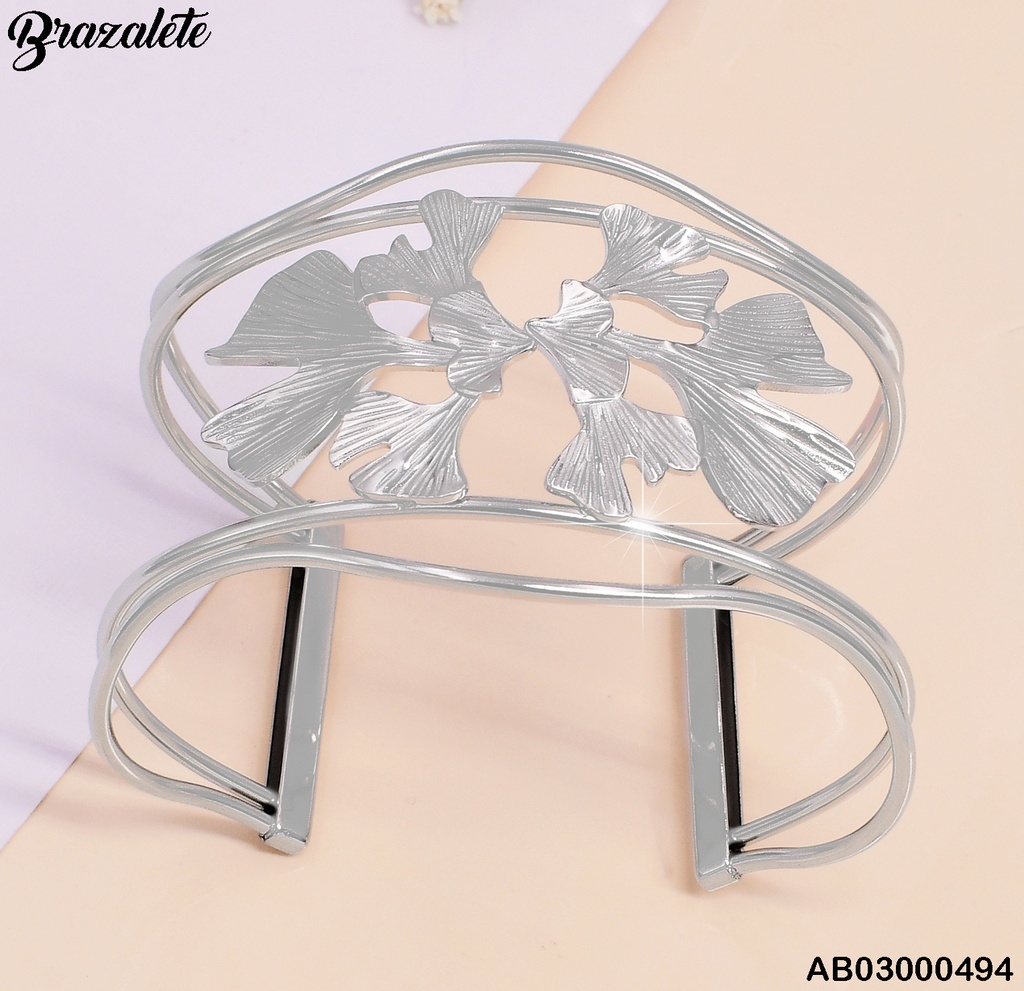 BRAZALETE PLAT. CENTRO CORAL A RAYAS BA166-45