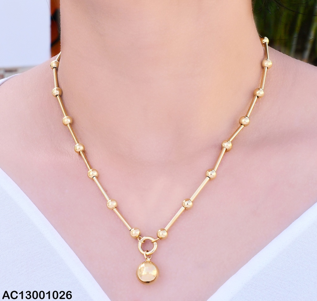 CADENA DOR. PELOTAS PEQ/ SEPARADORES LARGOS/ DIJE PELOT GRAND.  CA267-45