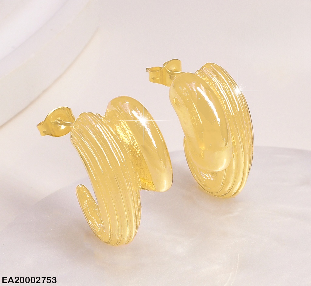 ARETES "J" DOBLE RAYAS-OVALO LISO EE758-9 F4125-212 (NPE2025)