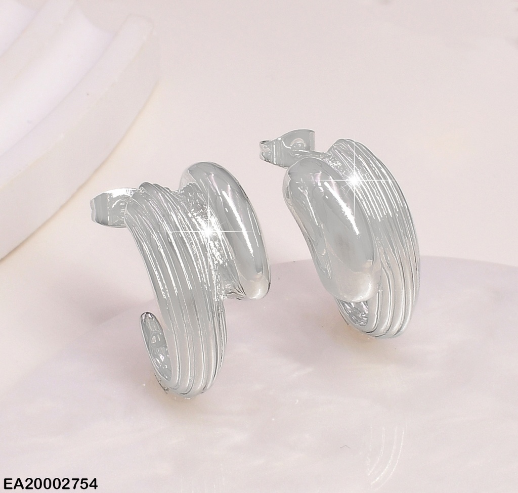 ARETES PLAT. "J" DOBLE RAYAS-OVALO LISO EE759-9 (NPE2025)