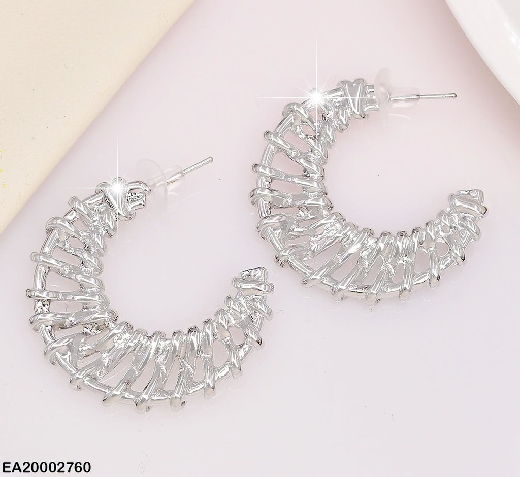 ARETES PLAT.  MEDIA LUNA ENTRELAZADA  EE684-130 (NPE2025)