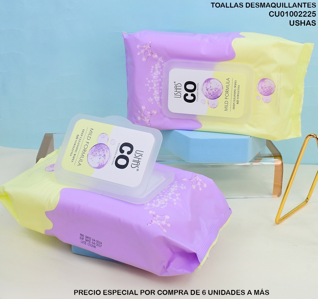 60 TOALLAS DESMAQUILLANTES CO HA430 COLLAGEN PROTEIN