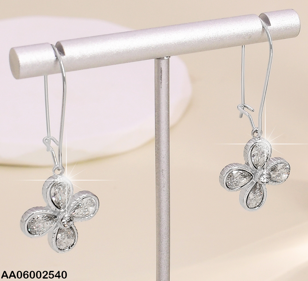 ARETES PLAT. FLOR ZIRC. 4 PETALOS COL.SURTIDOS EA478-131EA478-131