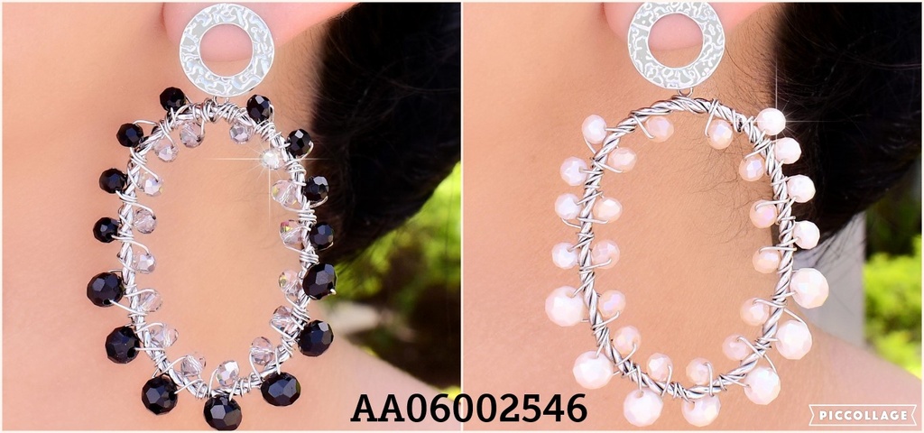 ARETES PLAT. ESMALTADOS "0"C/PIEDRAS COL.VARIOS EA517-131