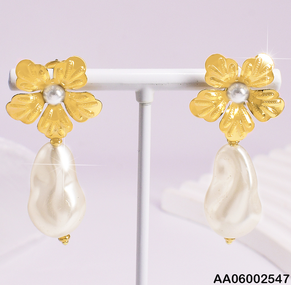 ARETES FLOR CENTRO PERLITA,GOTA COLGANTE EA520-131