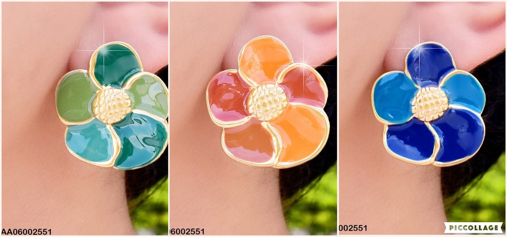 ARETES ESMALTADOS FLOR COL.VARIOS EA560-131