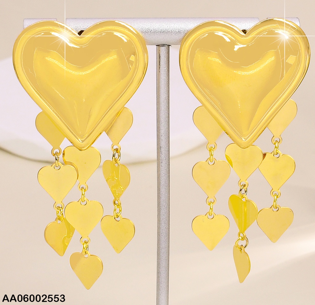 ARETES CORAZON GR. 3 LINEAS PLACAS💛EA597-45