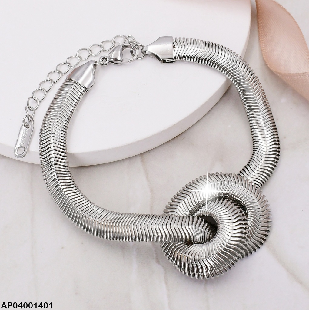 PULSERA PLAT. SERPIENTE NUDO AL CENTRO BA156-45