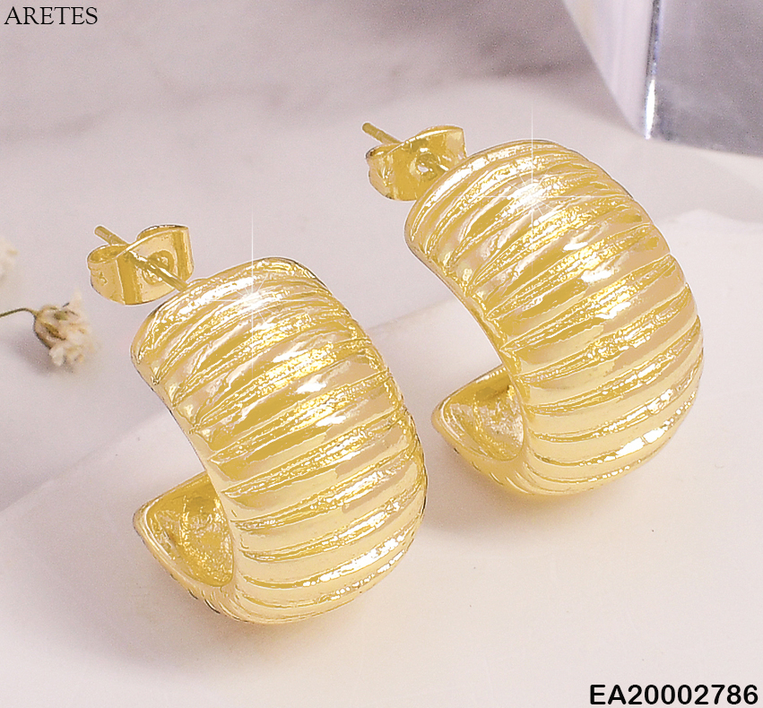 ARETES "C"C/LINEAS GRABADAS HORIZONTALES EE754-9
