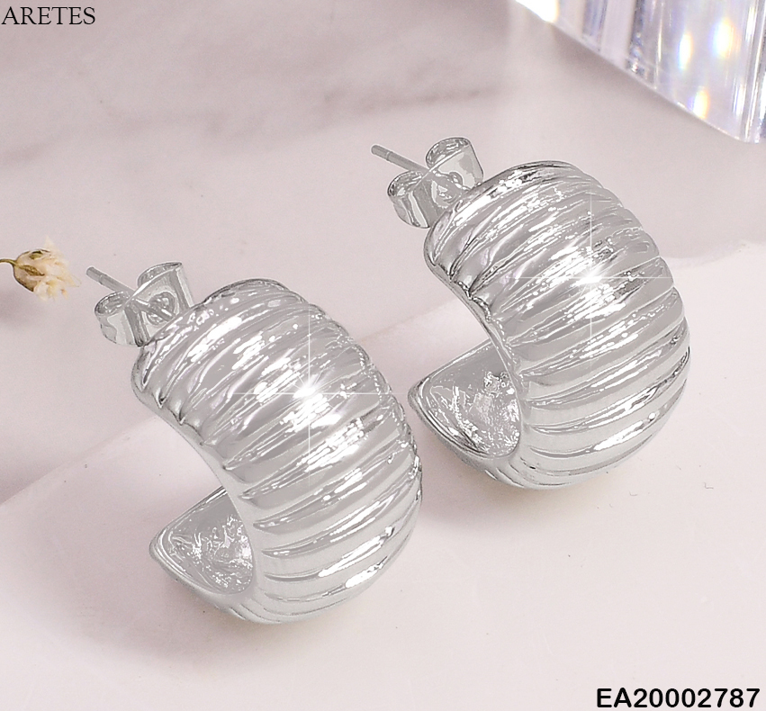ARETES PLAT. "C"C/LINEAS GRABADAS HORIZONTALES EE755-9 (NPE2025)