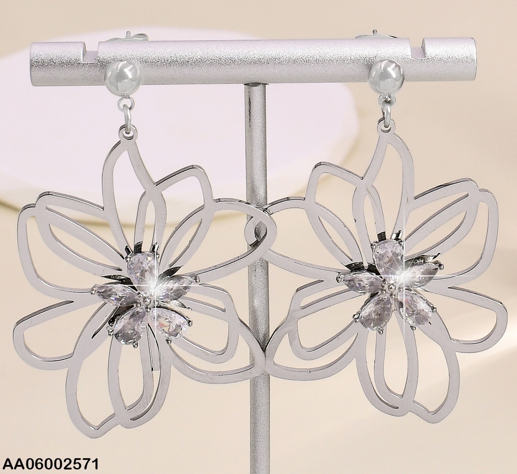 ARETES PLAT. CROQUI FLOR CENTRO FLOR ZIRC. EA304-45EA304-45