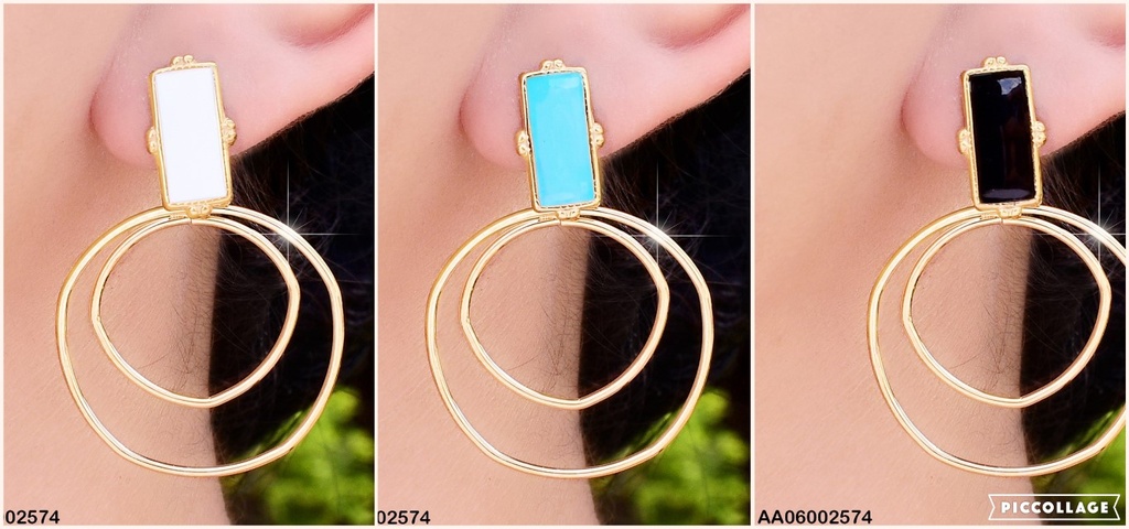 ARETES ESMALTADOS RECTANGULO COL.DOBLE CIRCULO EA481-131